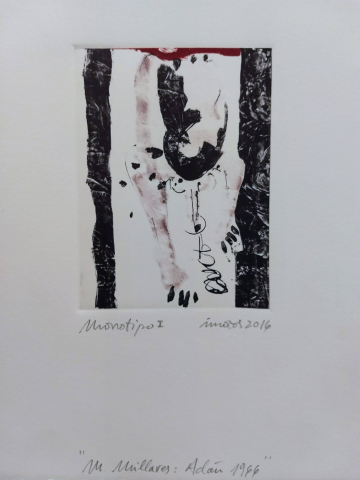 Monotipo Millares13: Adán2 - 2016 - Plancha 16x12cm - Papel 250gr. Canson Guarro